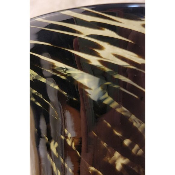 Vintage Hand Blown Green and Black Swirl Vase - Picture 15 of 16
